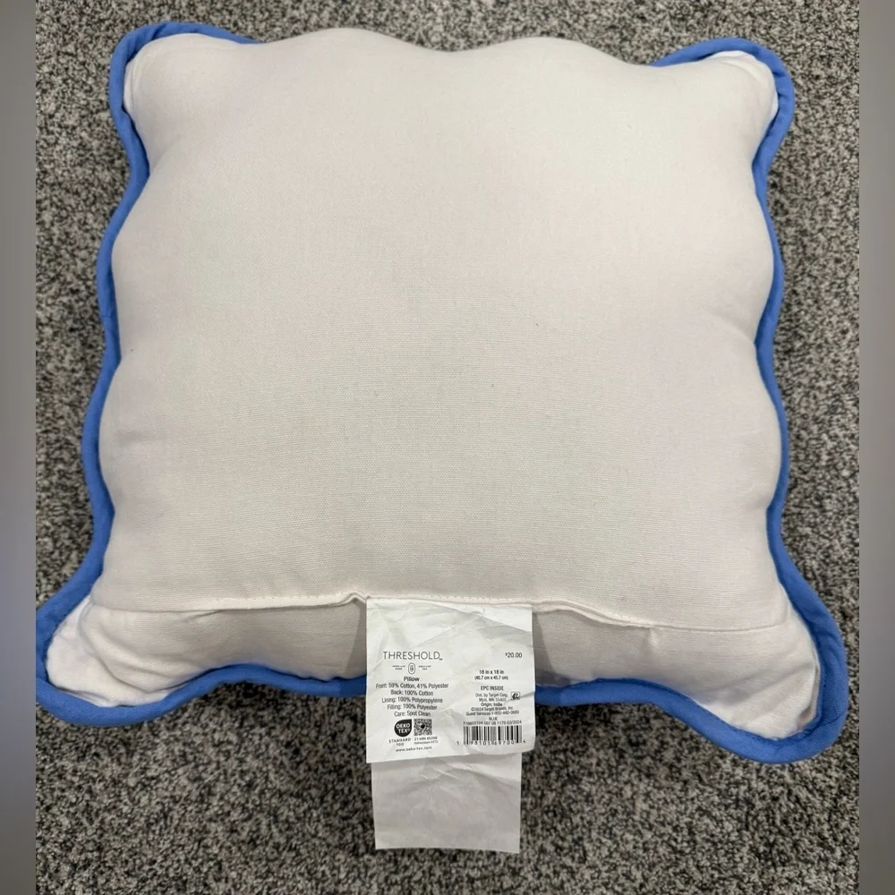 Threshold Blue on White Snowflake Pillow Winter Holiday Festive Scalloped